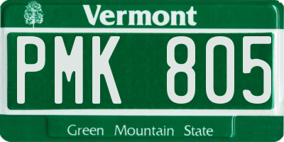 VT license plate PMK805