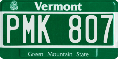 VT license plate PMK807