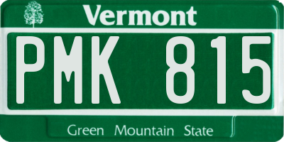 VT license plate PMK815