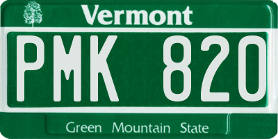 VT license plate PMK820