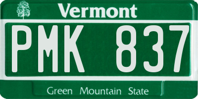 VT license plate PMK837