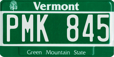 VT license plate PMK845