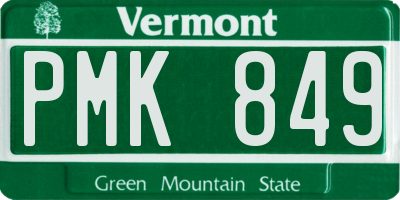 VT license plate PMK849
