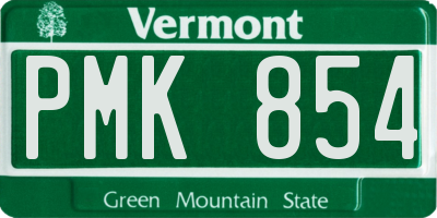 VT license plate PMK854
