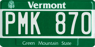 VT license plate PMK870