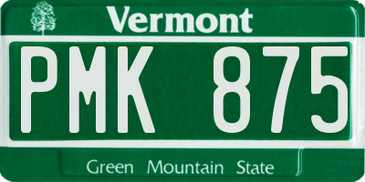 VT license plate PMK875