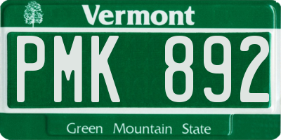 VT license plate PMK892