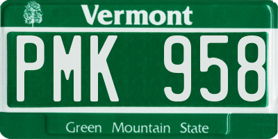 VT license plate PMK958