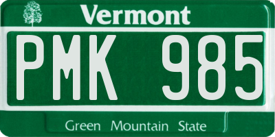 VT license plate PMK985