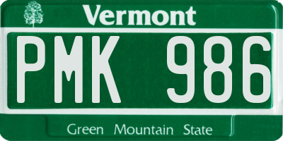 VT license plate PMK986