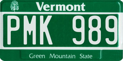 VT license plate PMK989