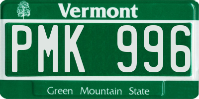 VT license plate PMK996