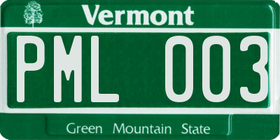 VT license plate PML003