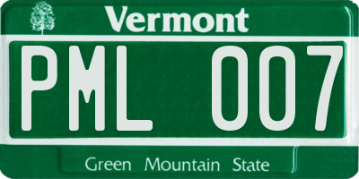 VT license plate PML007