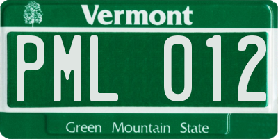 VT license plate PML012