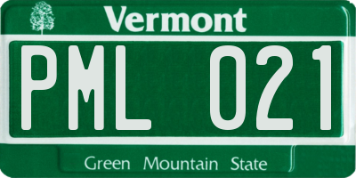 VT license plate PML021