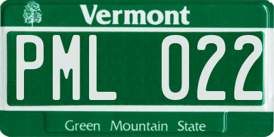 VT license plate PML022