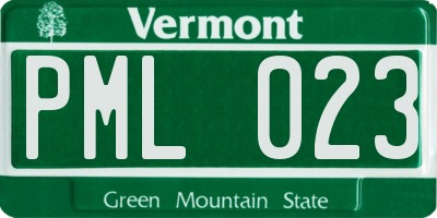 VT license plate PML023