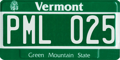 VT license plate PML025