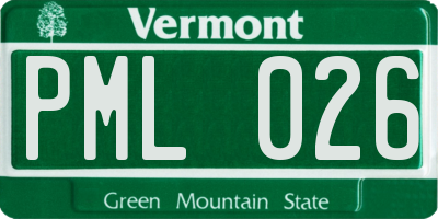 VT license plate PML026