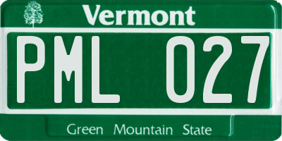 VT license plate PML027