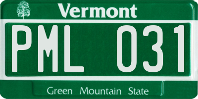 VT license plate PML031