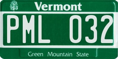 VT license plate PML032
