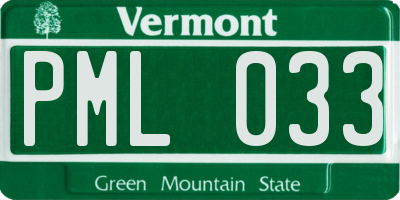 VT license plate PML033
