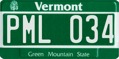 VT license plate PML034