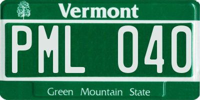 VT license plate PML040