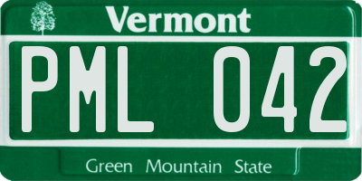 VT license plate PML042