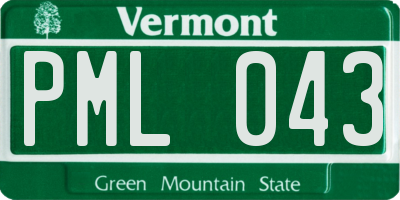 VT license plate PML043