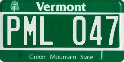 VT license plate PML047
