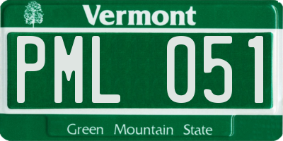 VT license plate PML051