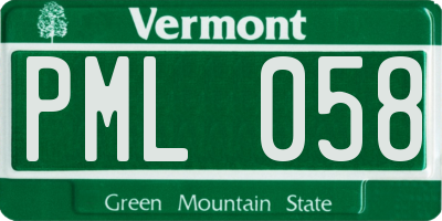 VT license plate PML058