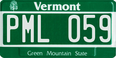 VT license plate PML059