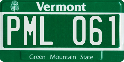 VT license plate PML061