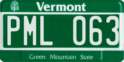VT license plate PML063