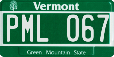 VT license plate PML067