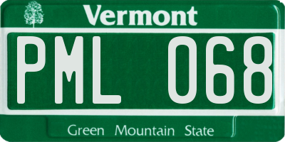 VT license plate PML068