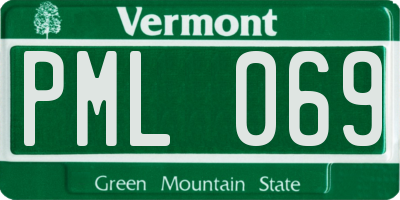 VT license plate PML069