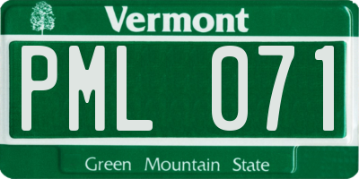 VT license plate PML071