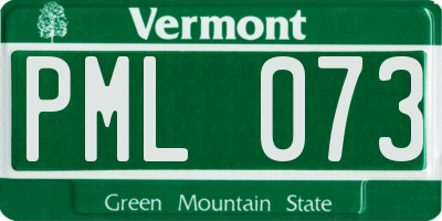 VT license plate PML073