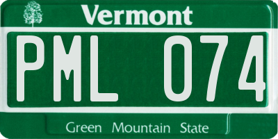 VT license plate PML074