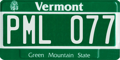 VT license plate PML077