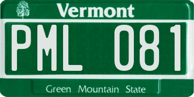 VT license plate PML081