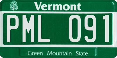 VT license plate PML091
