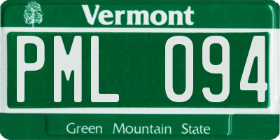 VT license plate PML094