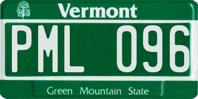 VT license plate PML096