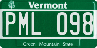 VT license plate PML098